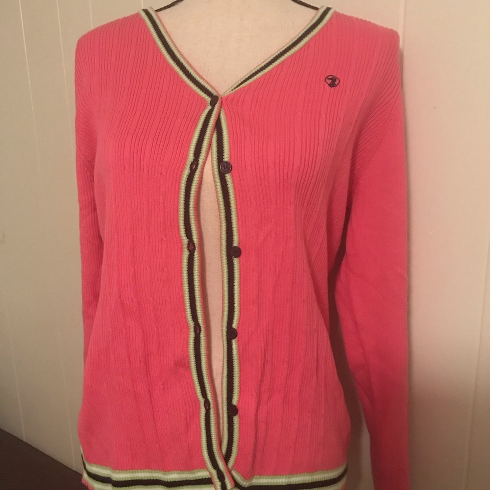 Pink Duck Head Cardigan Sweater